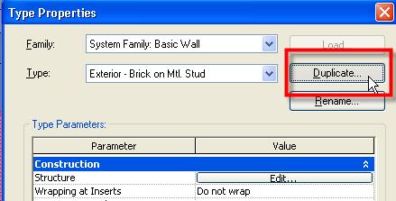 Stud with Base as the new name for the wall type. Click OK to return to the Type Properties dialog box.