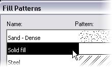 6 Select Solid Fill for the fill pattern. 7 Click OK to close each dialog box and return to the drawing window.