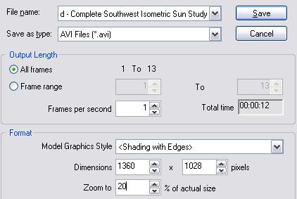 through the study. Export the Sun Study to an AVI File With the sun study parameters set and previewed, you are ready to export the sun study to a movie format file.