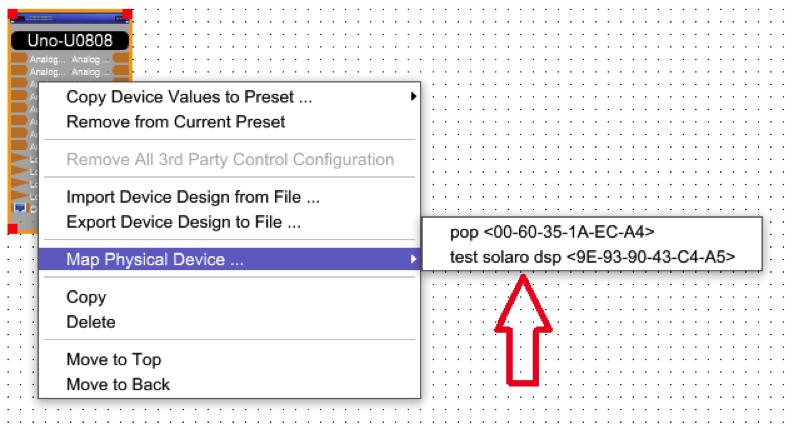 Mapping your design to your devices Once the design is complete, you may map the open to your hardware devices. 1. Right click the device module in Project View. 2.