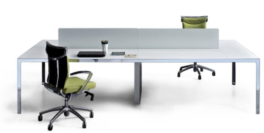 Product: BENCHES The distinctive element of the More table is the bearing structure consisting of metal legs connected to the horizontal profiles by a fluid arch.