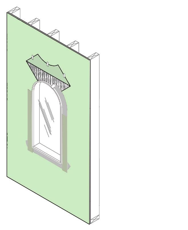 Wrap should overlap the step flashing at the roof to wall intersection (see Figure 30).