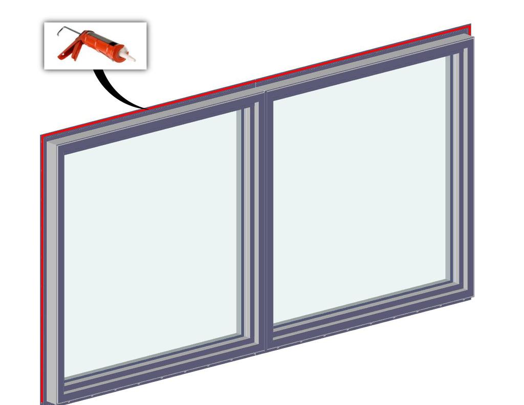 6 Level at the sill and plumb the frame (interior/exterior). Shim under each side of window to bring to level if necessary. Place additional shims under each mullion and sliding window interlock.