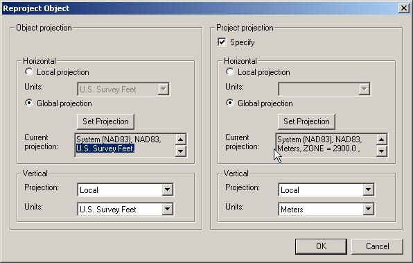 Reprojecting Coordinates and Changing Datums Object Projection tells SMS the present projection.