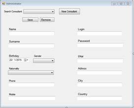 Application consists following forms: Login Administrator User Information Vital Signs Vital Calculator Diagrams Report 6. USER INTERFACES Login window is designed to access the system.