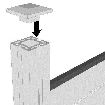 12) Insert the fence post caps into the top of the fence posts (fig.13) fig.