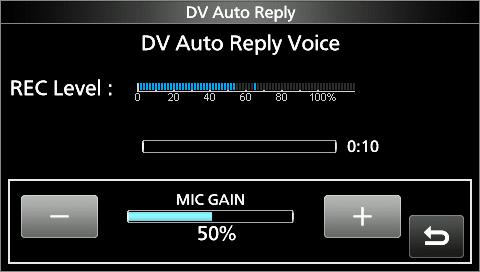 10. D-STAR OPERATION (ADVANCED) Automatic Reply function Recording an Auto Reply message You can record an Auto Reply message and save it on an SD card to reply to the call with your voice.