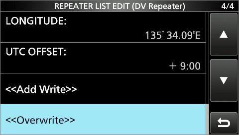 10. D-STAR OPERATION (ADVANCED) Entering new information into the repeater list Editing repeater data You can edit repeater data.