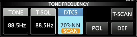 1. ADVANCED OPERATIONS DTCS code squelch operation FM mode The Tone squelch opens only when you receive a signal that includes a matching DTCS code in the FM mode.