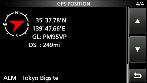 0 mph 251 mi 306 ft GPS Alarm: 249 mi Tokyo Big Sight Caller station (D-PRS: mobile) Course: 95 degrees Speed: 2.