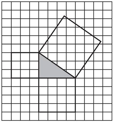 6. Estimate the area of the square whose edge is the length of the hypotenuse of the triangle using the grid squares. (8.6C,8.1A) F. 6 units 2 G. 9 units 2 H. 16 units 2 J. 25 units 2 7.