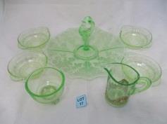 17 Assorted pieces of vibrant green "Uranium glass"