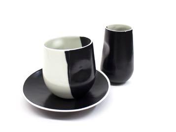 Ame Flute Japanese Porcelain, Black and Cream Glaze 60 x 60 x 150 $78.