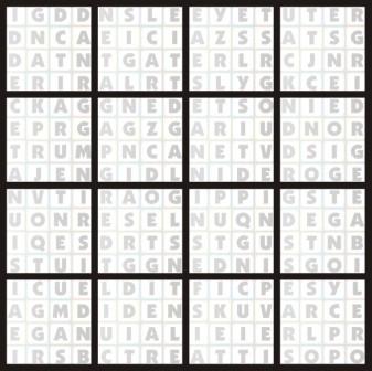 WORD WINDER SideWinder Rules Getting Started Shuffle & arrange the boards in this pattern (4 x 4). See Game Play Basics Getting Started.