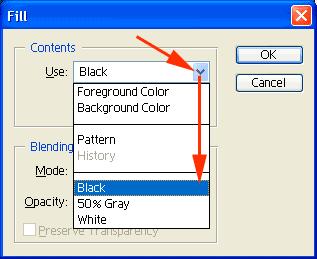 Since we want our image to show we want to "turn off" the layer (the color). We can do that by changing the Mask color to Black. 4.