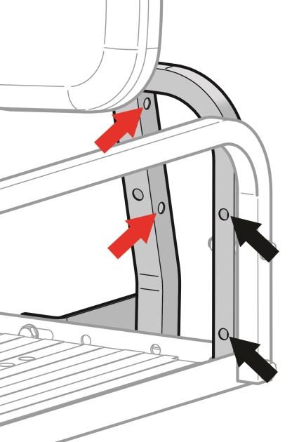 If reinstalling the OE rear struts, install them to the front seat back support frame (red arrow).