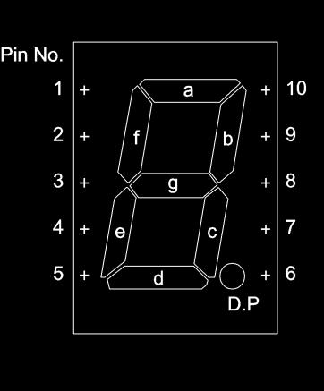 Function 1 Segment "a" 2 Segment "f" 3 Segment "g" 4 Segment "e" Segment "d" 6 D.P Cathode 7 D.