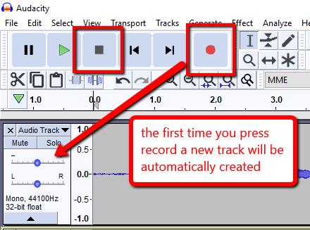 track while you record the new one. If you don t want to hear the first track, click the Mute button on that track.
