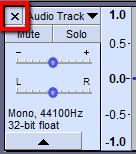 PART V: BASIC AUDIO CLIP EDITING Deleting Audio Tracks To delete an entire audio track, click on the X at the top left corner of the track Deleting Portions of Audio from a Single Track To delete a