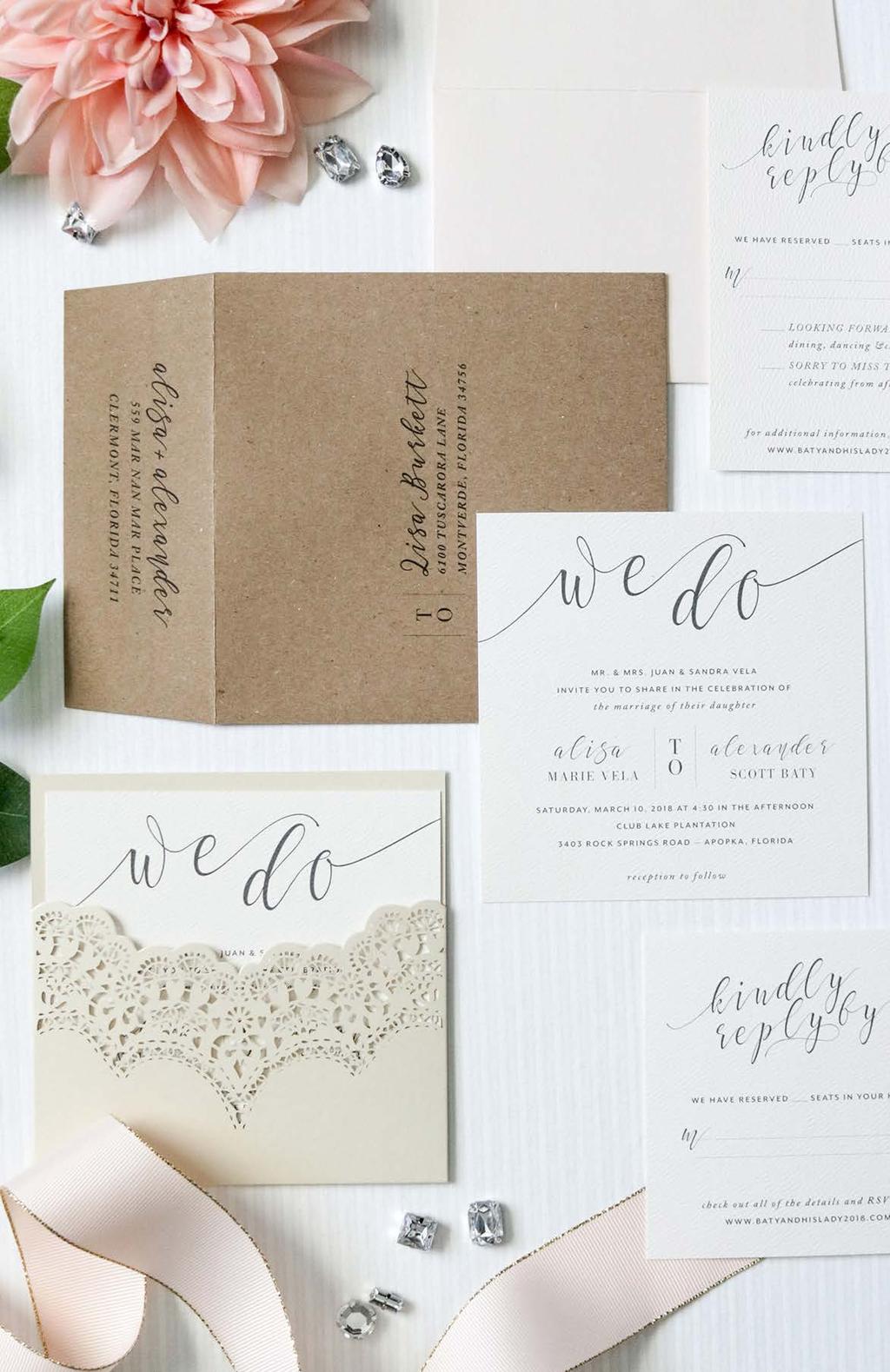 PAPER OPTIONS All cards are digitally printed on our signature white 118lb Cotton paper smooth white FREE vellum transparent $0.75 subtle eggshell FREE double-thick eggshell $1.
