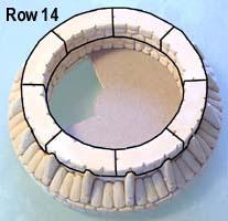 The next row is row 14. Simply place another ring of blocks onto the existing ones (upside down). 16.