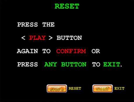 5. Press the STOP3 button to enter the RESET page. 6.