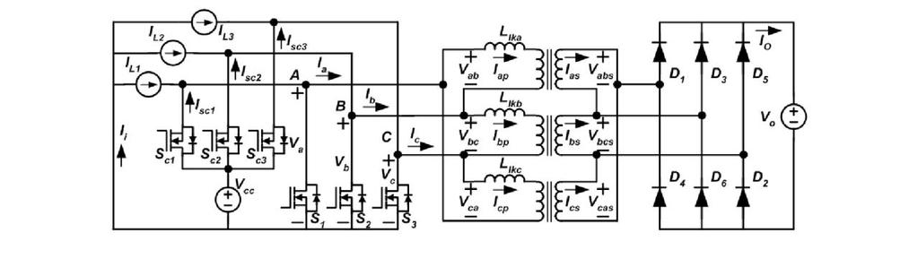 three-phase paths; increase power transfer capability with the same current rate and voltage rate of switch.