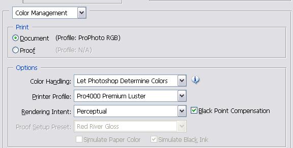 Begin With Colour Management Choose profile to match your printer &