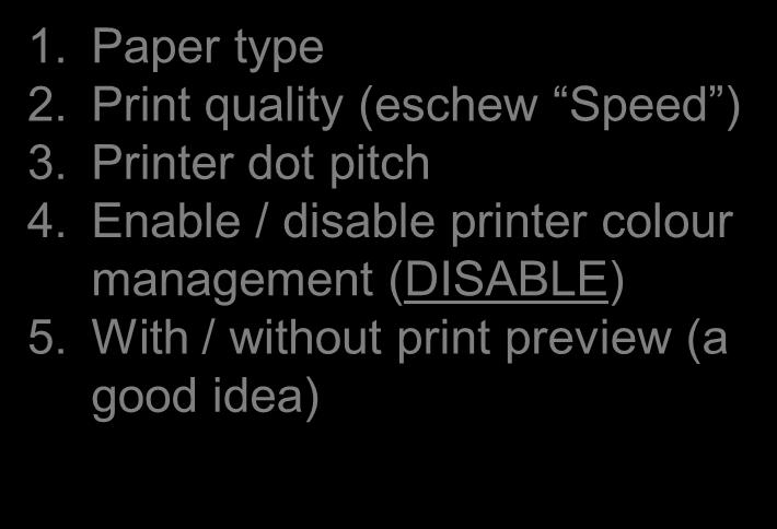Enable / disable printer colour