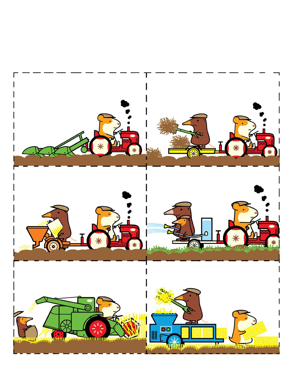 Stanley Story Cards Cut apart the cards below and use them to retell Stanley the Farmer. Make up your own stories, too! Stanley pulls the green plow with his red tractor.