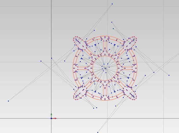 By default, when you draw arcs, circles or lines, the endpoints and center points are visible. These points are necessary, since ALEXSYS have a parametric drawing system.