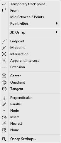Residential Design Using AutoCAD 2018 The Tab key cycles through the available snaps near your cursor. The keyboard shortcut turns off the other snaps for one pick.