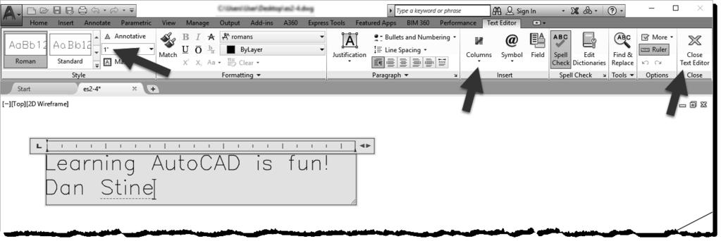 Crash Course Introduction (the Basics) You can now enter text in the Mtext window. This window will not be visible when you are done typing.