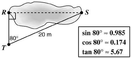 30. To determine the distance across a pond. Harry made the measurements shown in the diagram.