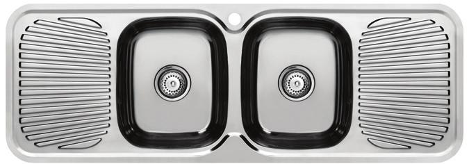 Sink Single Bowl Double Drainer 1 Tap Hole Code 7520191 20L Capacity Mirror Finish PLATINUM