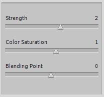 Color Saturation: Allows the increase or decrease of image saturation. Blending Point: Controls the weighting given to the source images.