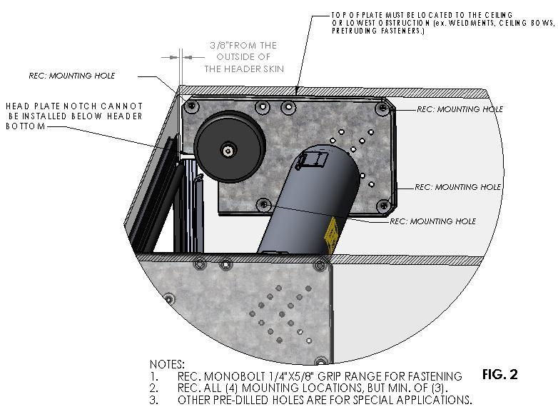Layout and Pre-Drill Mounting Holes Dover recommends pre-drilling all door component locations before final installation.