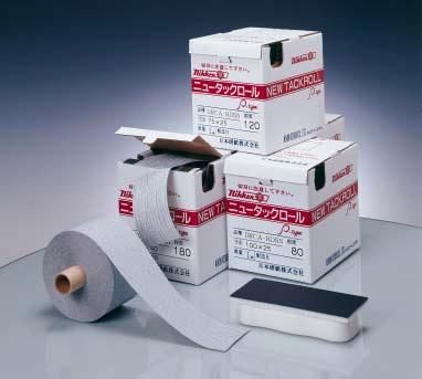 NEW TACK ROLLS P-TYPE The New Tack Roll P-Type sandpaper roll was produced to achieve ease of use. There is a cutter built into the package, making it very convenient to carry to the job site.