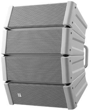 The design effectively combines the advantages of large, traditional horn-loaded tweeter and woofer enclosures and fullrange compact speaker boxes