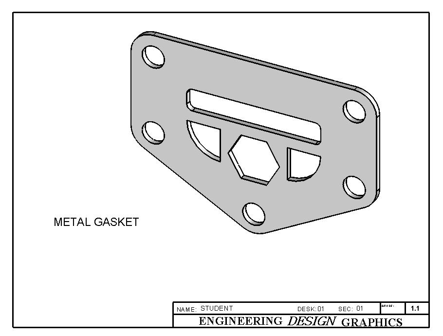 Now SAVE your drawing sheet to your directory as METAL GASKET.slddrw. Take note that the title of the part and the drawing are the same but the extension has changed.