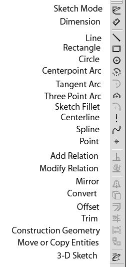 The Standard View toolbar allows you to select Front, Back, Left, Right, Top, Bottom, Isometric, and Normal Views Sketch toolbar is shown in Figure 1-8.