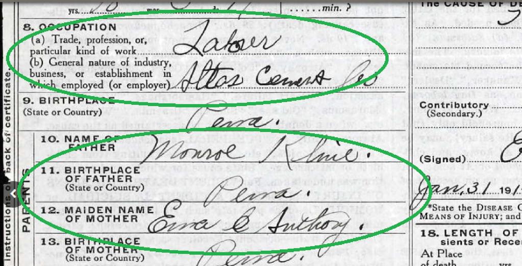 Pennsylvania. Date of death: 30 January 1914 Date of birth: 13 October 1895 Notice the convention I used for the dates.