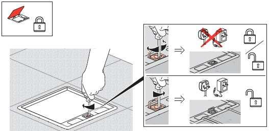 and fit principle) Locking system: The floor box can be locked by means of