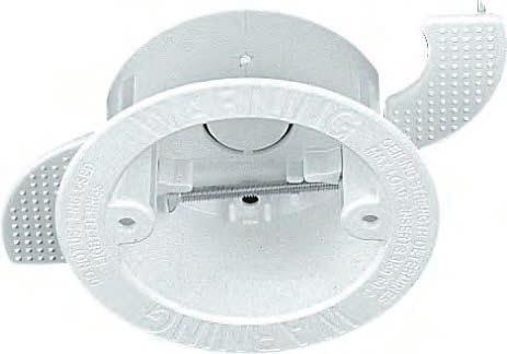 BOXES Circular flush mounted boxes Wide securing flange to prevent box passing through cavity For board thickness from