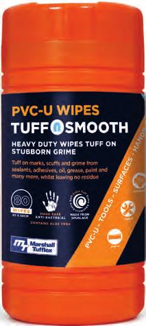 PVC-U WIPES TUFF n SMOOTH Tuff on marks, scuffs and grime from sealants, adhesives, oil, grease, paint and many more, whilst leaving no