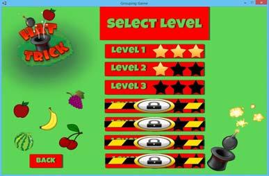 After finishing a level a new one will be unlocked (Figure 3). To help the experience and to motivate the user a star based reward system was implemented. a) b) Figure 3.