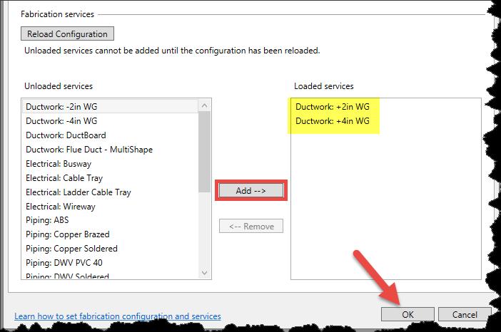 3. Select a configuration, and fabrication profile (Global) to view all services. 4. To add a service, select a service in the Unloaded services section.