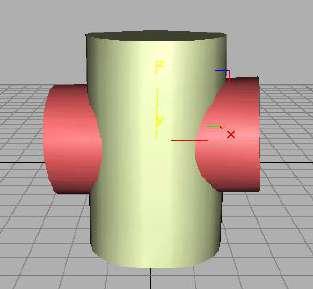 Problem: A cylinder 50mm dia.and 70mm axis is completely penetrated by another of 40 mm dia.and 70 mm axis horizontally Both axes intersect & bisect each other.