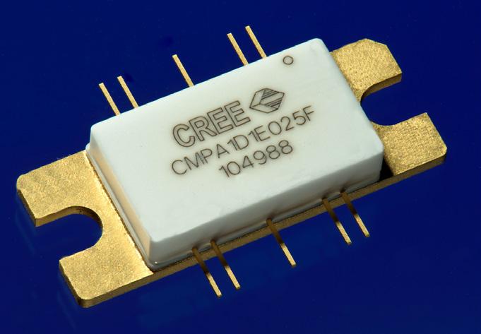 silicon carbide (SiC) substrate, using a 0.25 μm gate length fabrication process. The Ku Band 25W MMIC is targeted for commercial Ku Band satellite communications applications.