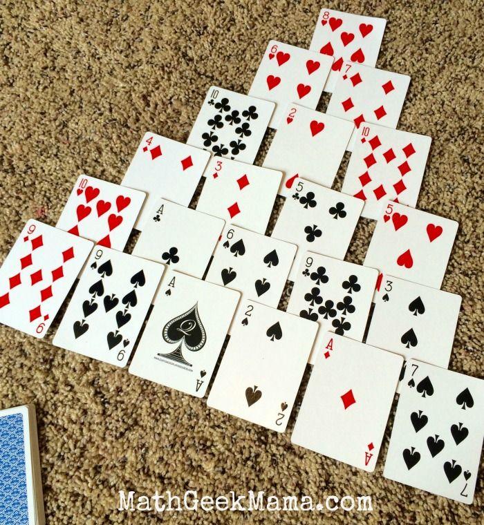 Make 10 + Materials: Deck of playing cards with face cards removed 1. Place the deck face down on the table. 2. Each player chooses 5 cards and places the cards in front of him. 3.